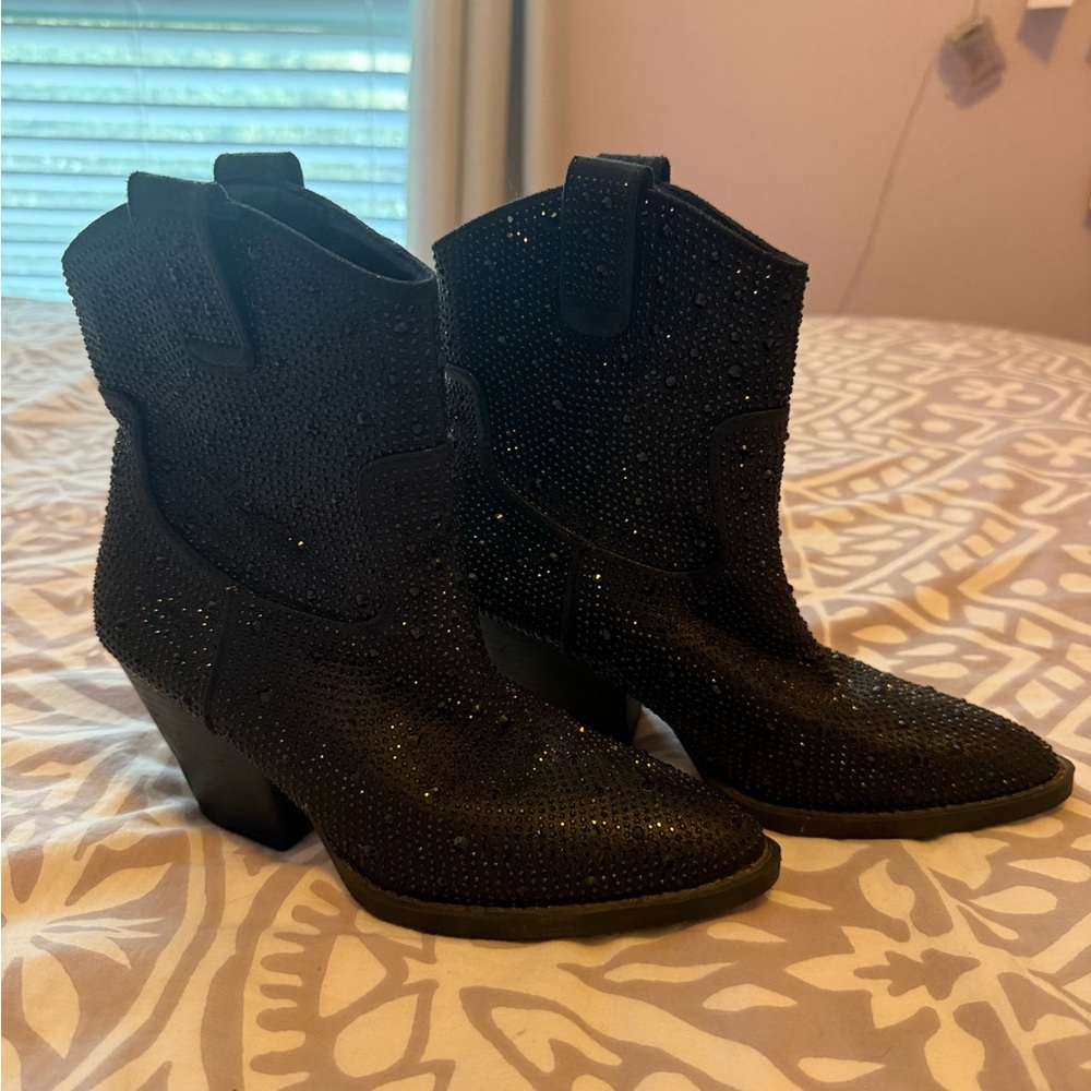 sparkle black cowboy boots